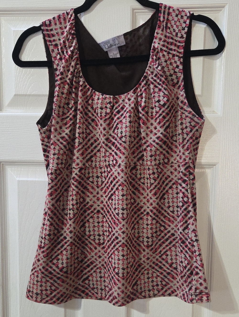 Worthington Pink and Cream Geometric Scoop Neck Tank